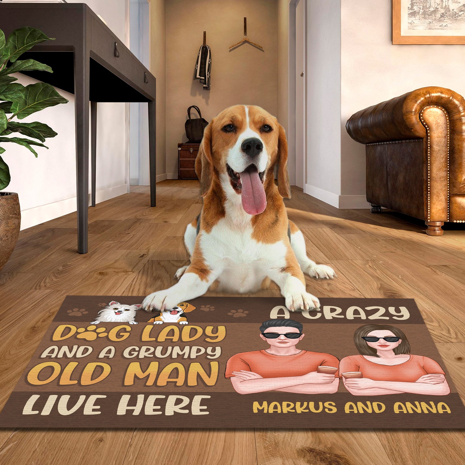 1O. Dog Lady (Sample Design 2) Beagle Doormat Mockup