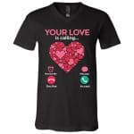 1Th. Your Love Is Calling (4), Black, V-Neck T-Shirt