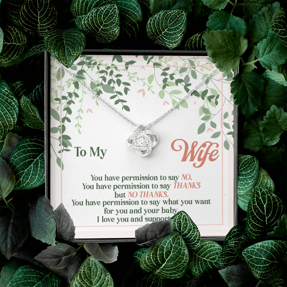To My Wife You Have Permission to Say No Love Knot Pendant Necklace