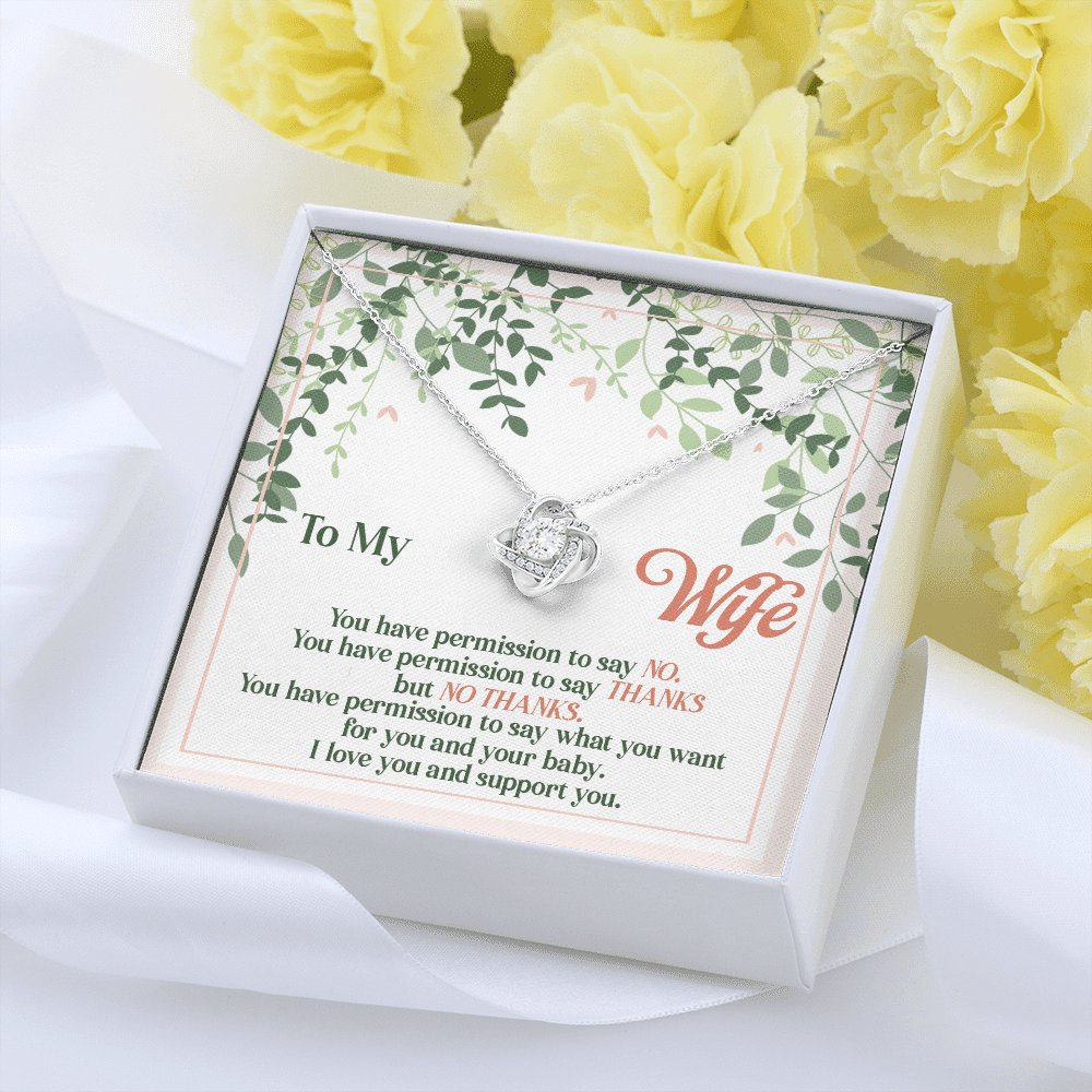 To My Wife You Have Permission to Say No Love Knot Pendant Necklace