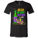 8Th. Beer Beads Boobs, Black, V-Neck T-Shirt