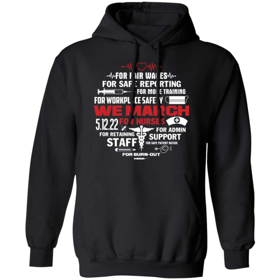 March For Nurse, Black, Hoodie
