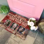 3VT. In This Farm We Love Trump Doormat mockup 4