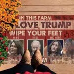 3VT. In This Farm We Love Trump Doormat mockup 7