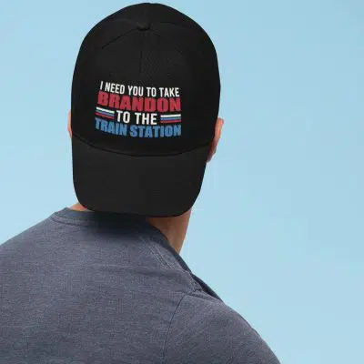 Alternative view of I Need You To Take Brandon To The Train Station Vintage Funny Twill Cap - High-Profile Snapback Hat