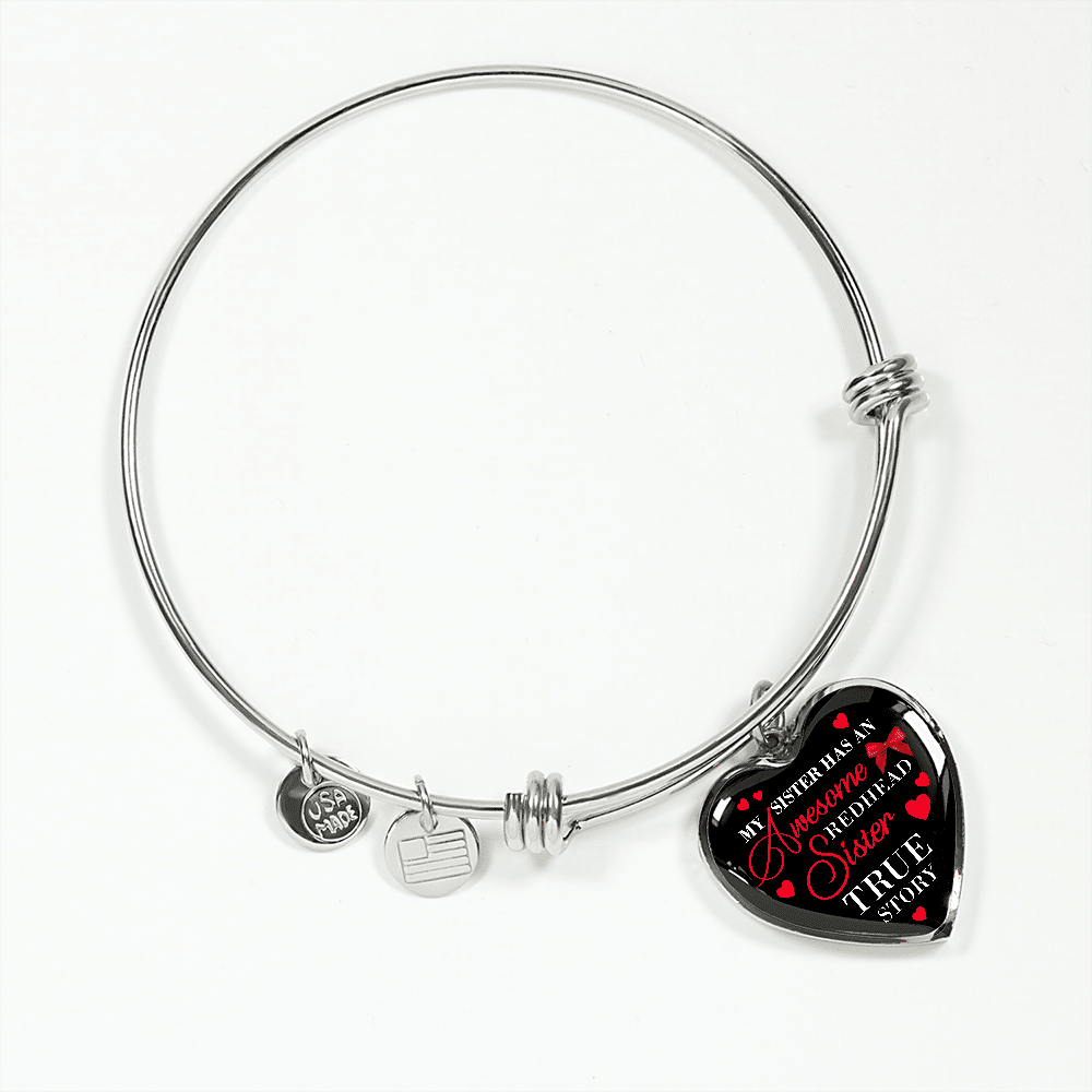 My Sister Has An Awesome Redhead Sister True Story Luxury Heart Pendant Necklace - Bangle - Redhead Gifts