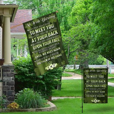 Alternative view of An Irish Blessing Shamrock St. Patrick's Day Outdoor Indoor Garden Flag - House Flag - Wall Flag
