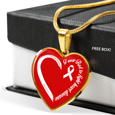 I Wear Red To Fight Heart Disease Necklace Heart Disease Awareness Gifts Heart Pendant Necklace - Bangle