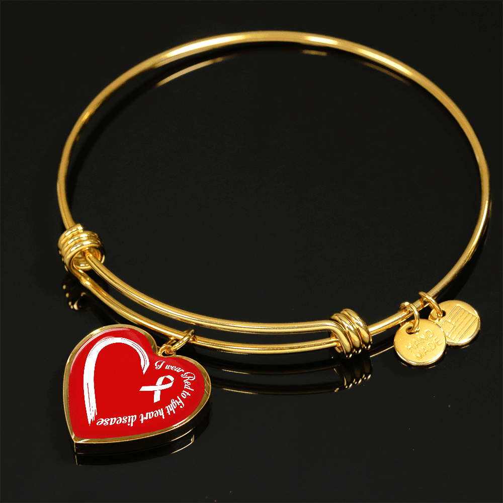 I Wear Red To Fight Heart Disease Necklace Heart Disease Awareness Gifts Heart Pendant Necklace - Bangle