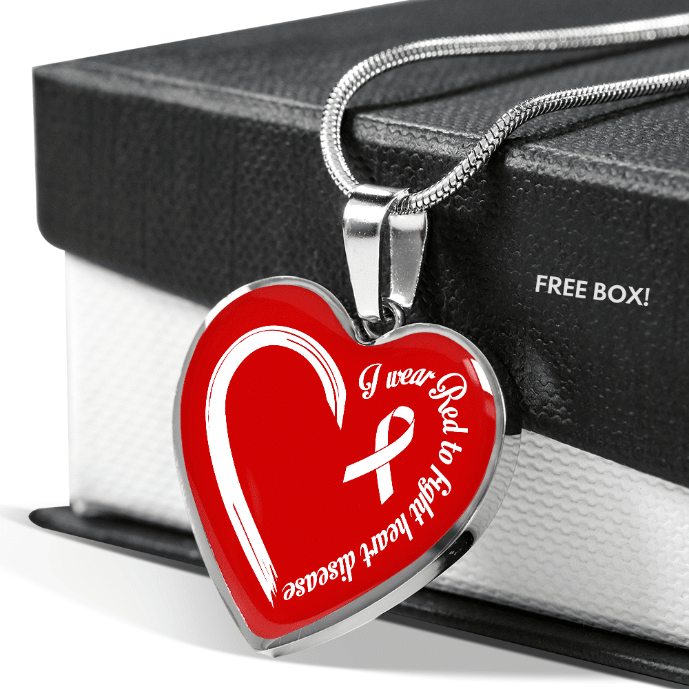 I Wear Red To Fight Heart Disease Necklace Heart Disease Awareness Gifts Heart Pendant Necklace - Bangle