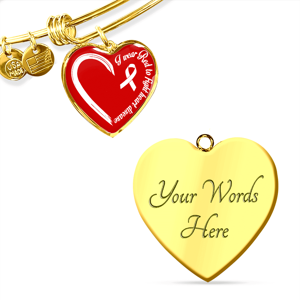 I Wear Red To Fight Heart Disease Necklace Heart Disease Awareness Gifts Heart Pendant Necklace - Bangle