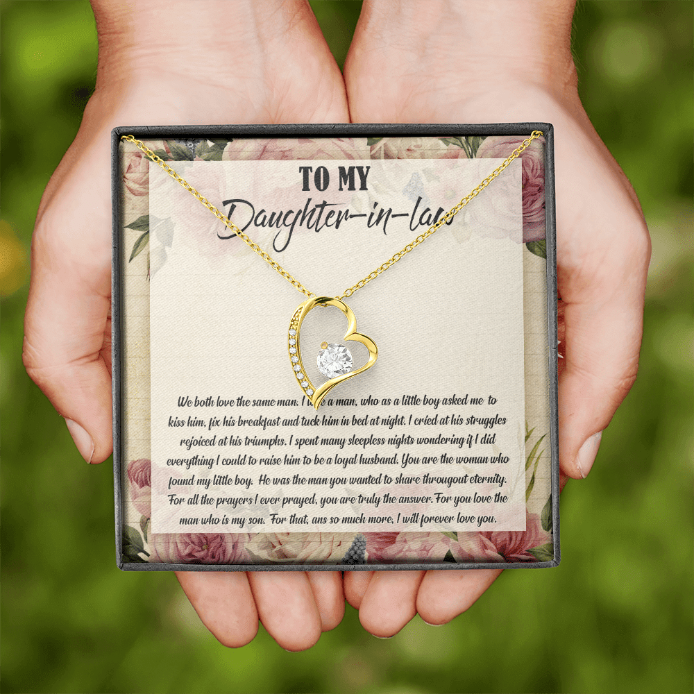 To My Daughter-In-Law We Both Love The Same Man Forever Love Necklace From Mom - Birthday Gift To Daughter To My Daughter-In-Law We Both Love The Same Man Forever Love Necklace From Mom - Birthday Gift To Daughter