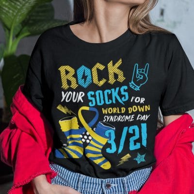 Alternative view of Rock Your Socks For World Down Syndrome Day 3/21 T-Shirt - Down Syndrome Awareness