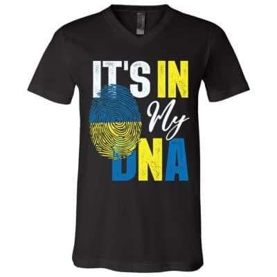 1Th. My DNA Ukraine, Black, V-Neck T-Shirt