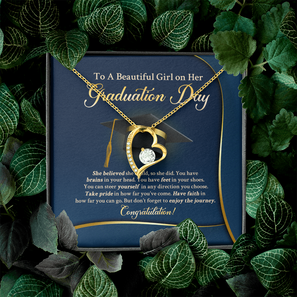 To A Beautiful Girl On Her Graduation Day She Believe Forever Heart Pendant Necklace