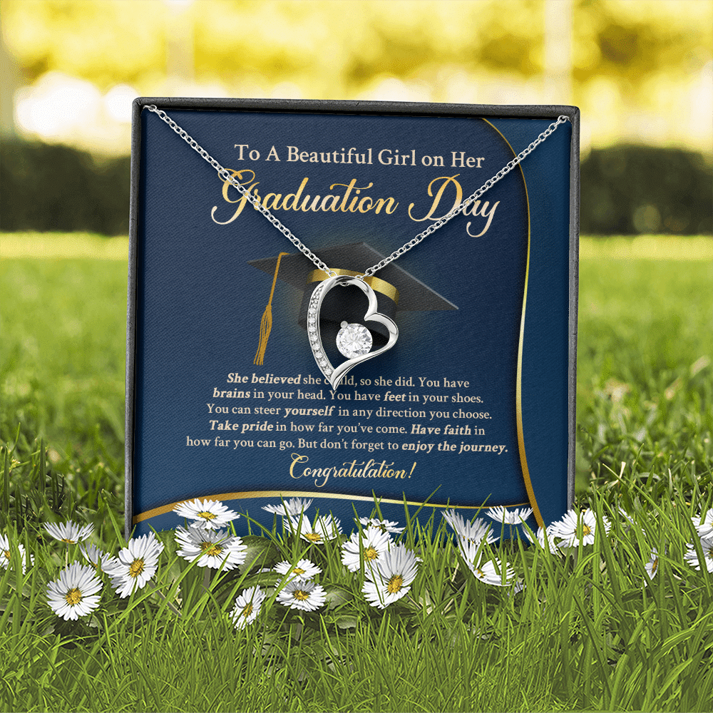 To A Beautiful Girl On Her Graduation Day She Believe Forever Heart Pendant Necklace