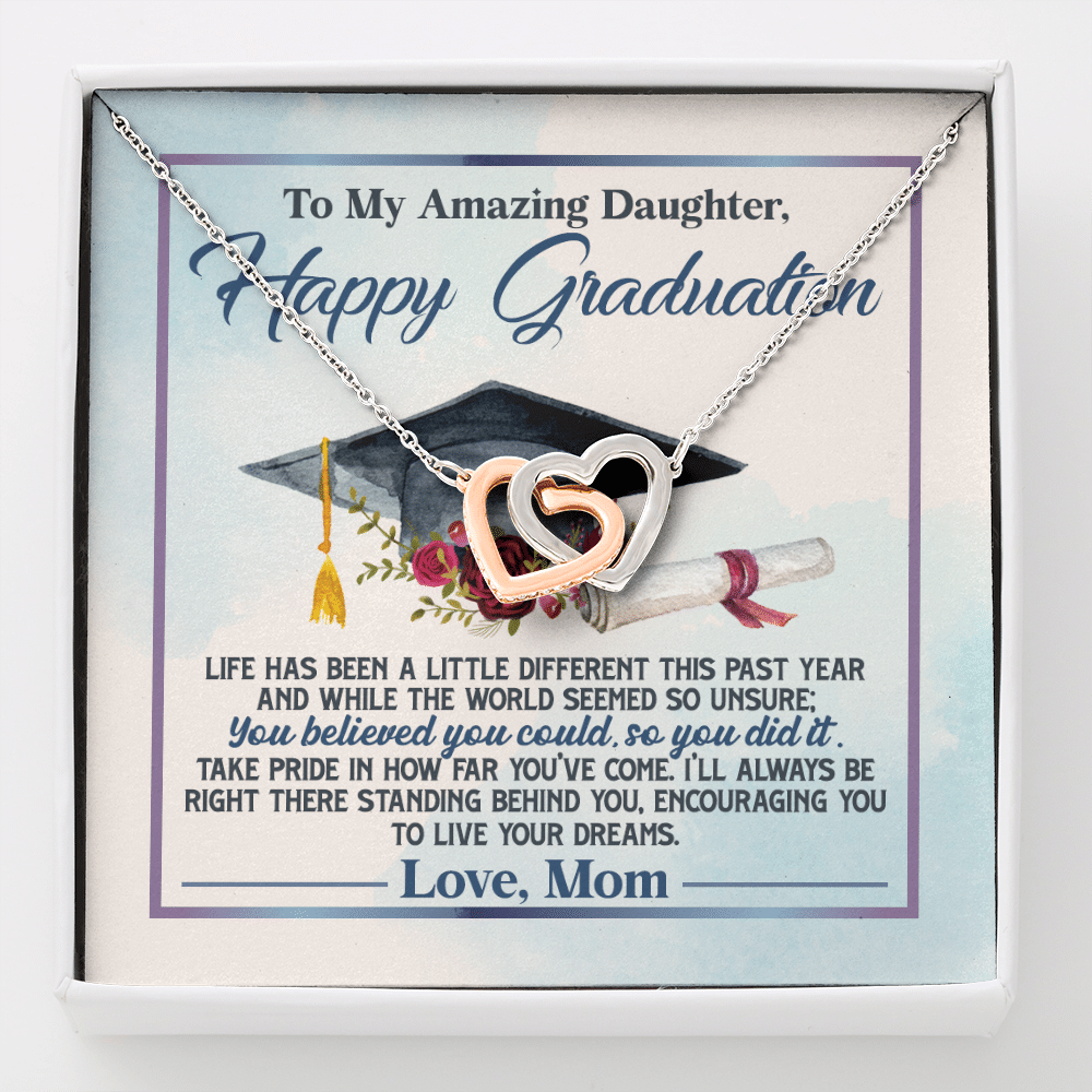 To My Amazing Daughter Happy Graduation Life Has Been A Little Different Interlocking Hearts Pendant Necklace - Interlocking Hearts Necklace