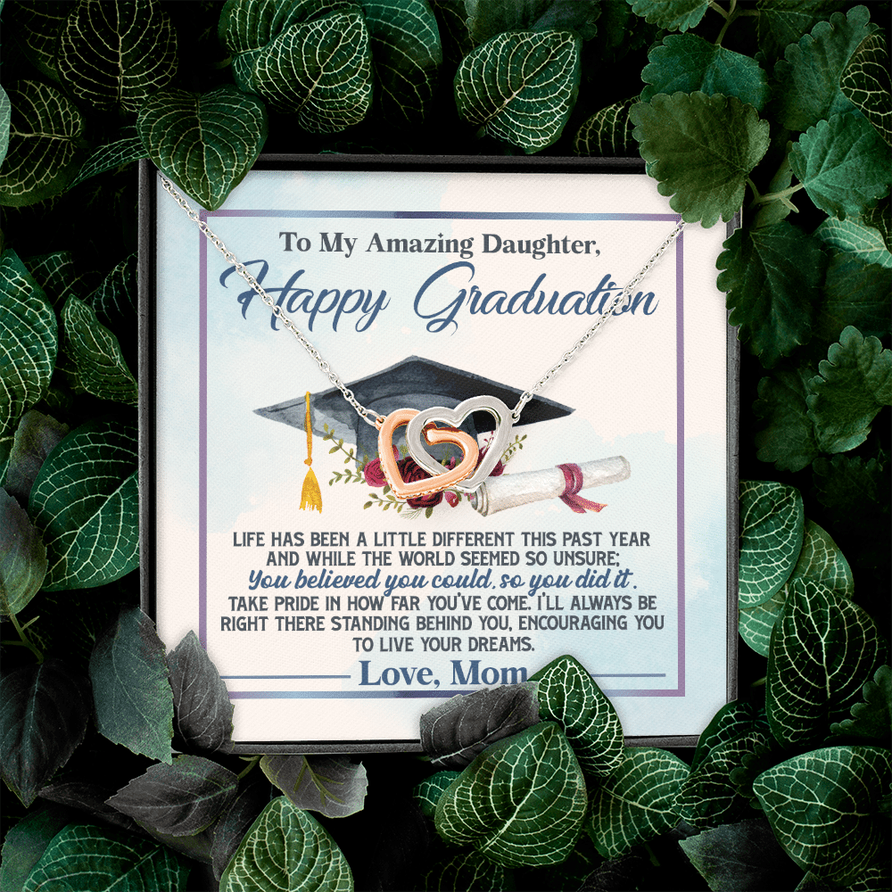 To My Amazing Daughter Happy Graduation Life Has Been A Little Different Interlocking Hearts Pendant Necklace