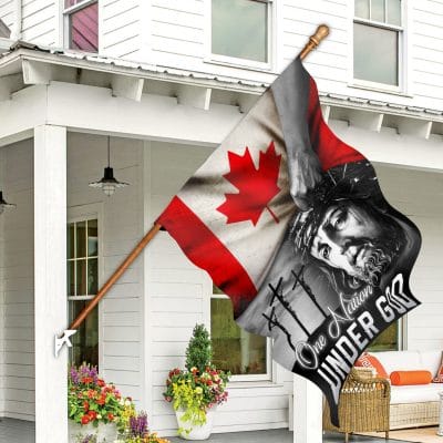 Alternative view of One Nation Under God Canada Flag Christian Jesus Outdoor Indoor Decorative Garden Flag - House Flag - Wall Flag