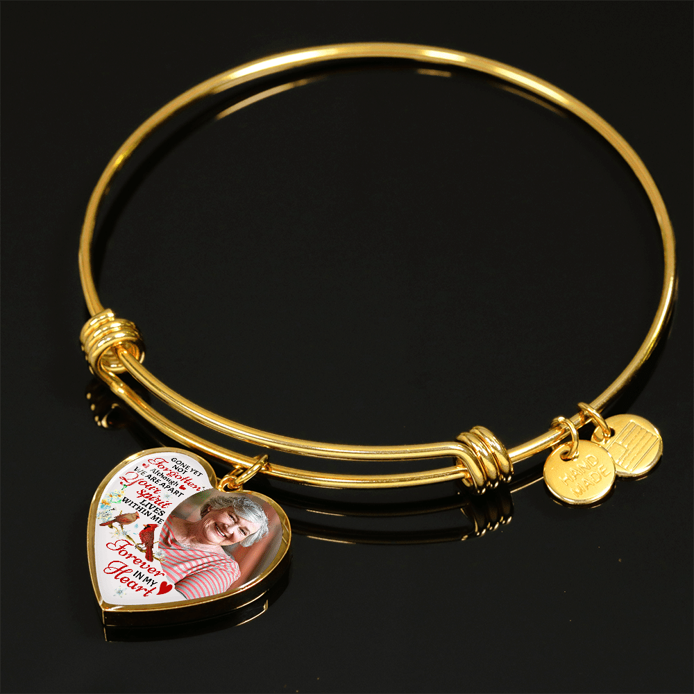 Custom Photo Gone Yet Not Forgotten Although We Are Apart Your Spirit Lives Within Me Memorial Heart Pendant Necklace