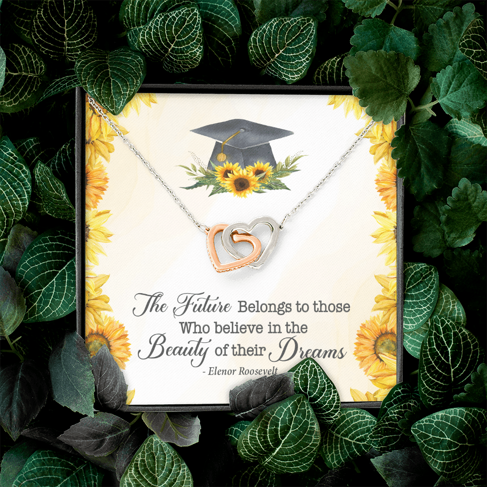 The Future Belongs To Those Who Believe Senior Graduation Interlocking Heart Necklace The Future Belongs To Those Who Believe Senior Graduation Interlocking Heart Necklace