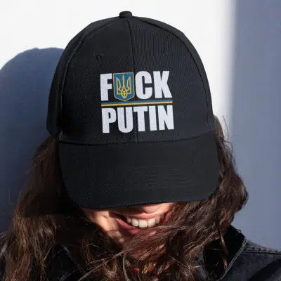 Alternative view of Puck Futin Shirt - Funny Putin Russia Twill Cap - High-Profile Snapback Hat