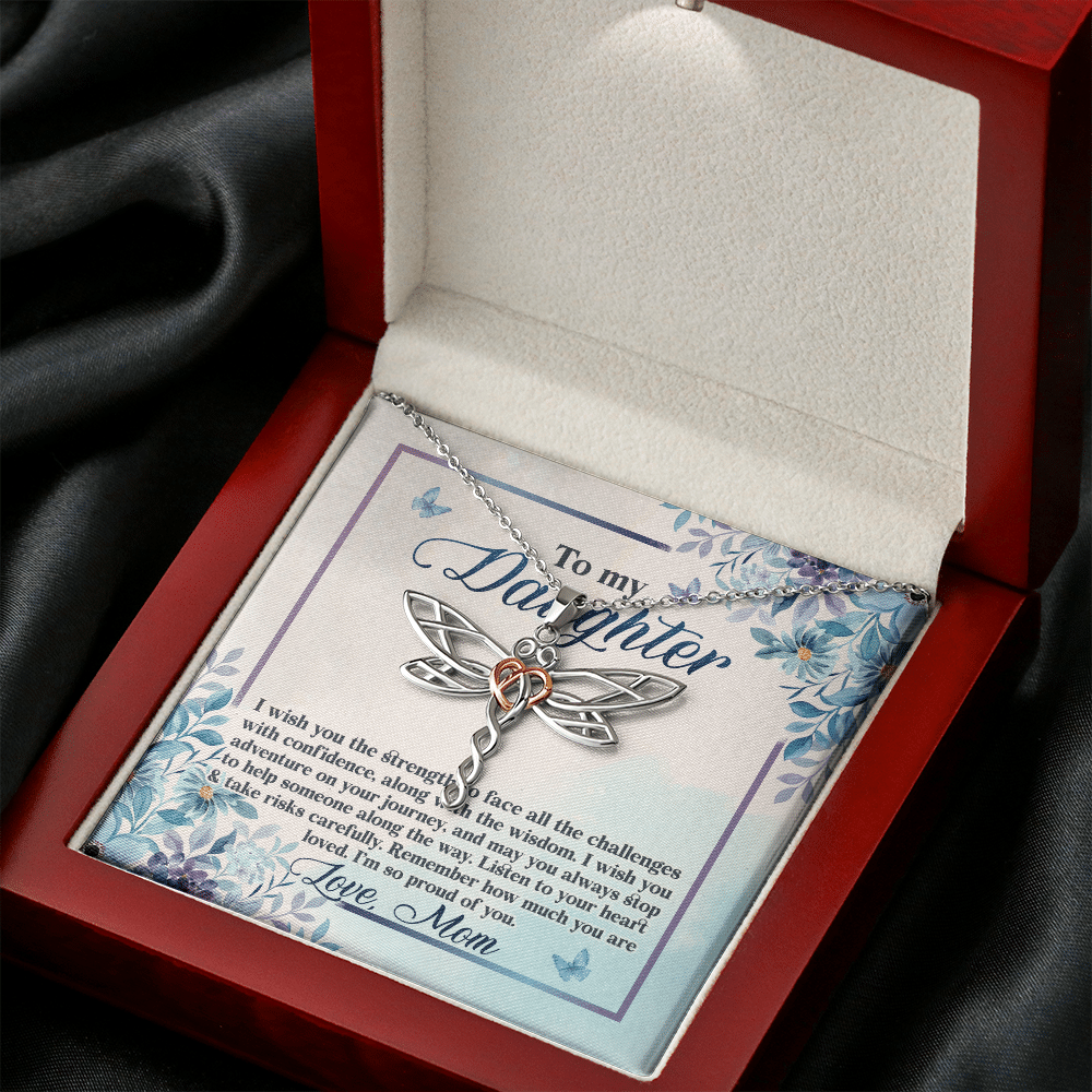 To My Daughter Remember how Much You Are Loved Dragonfly Pendant Necklace