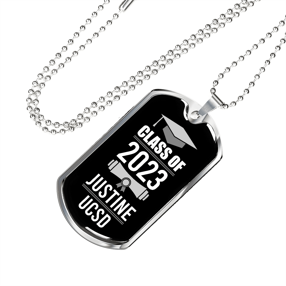 Personalized Year Graduation Class Of Dog Tag Pendant Necklace - Graduation Gifts