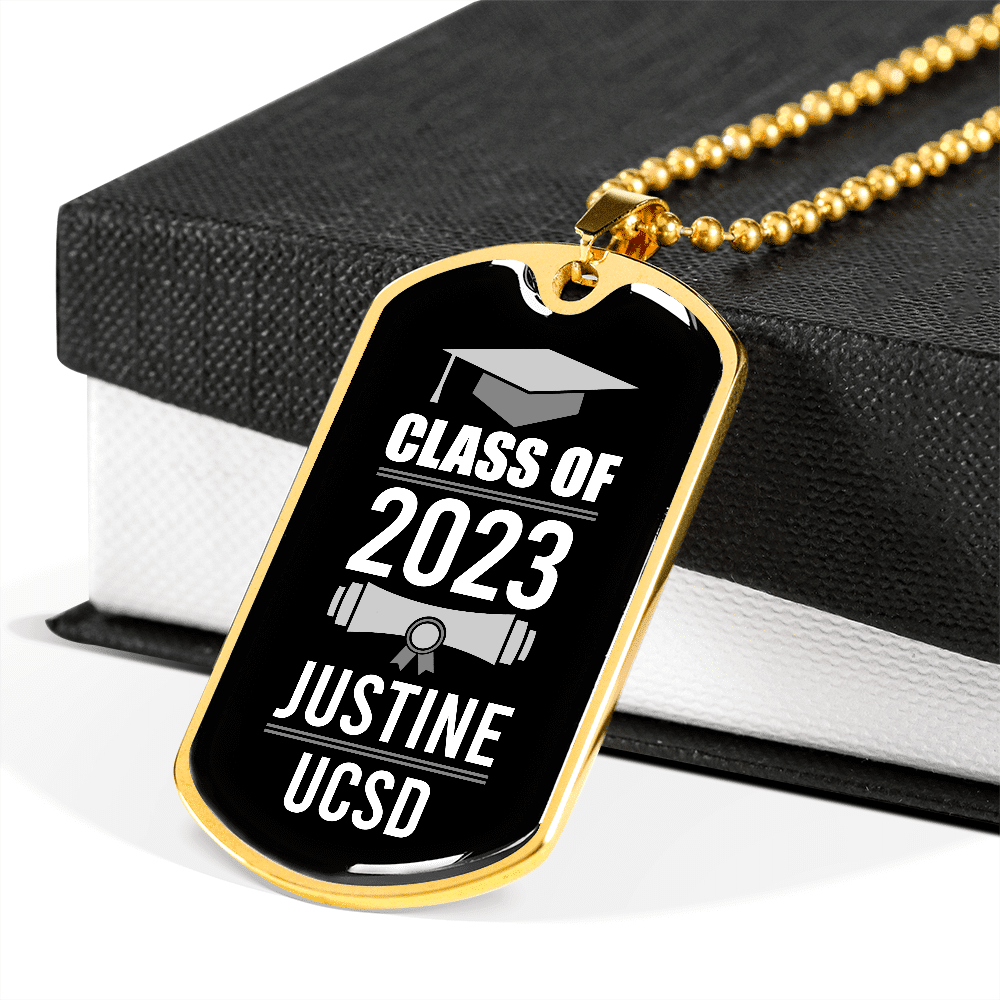 Personalized Year Graduation Class Of Dog Tag Pendant Necklace - Graduation Gifts