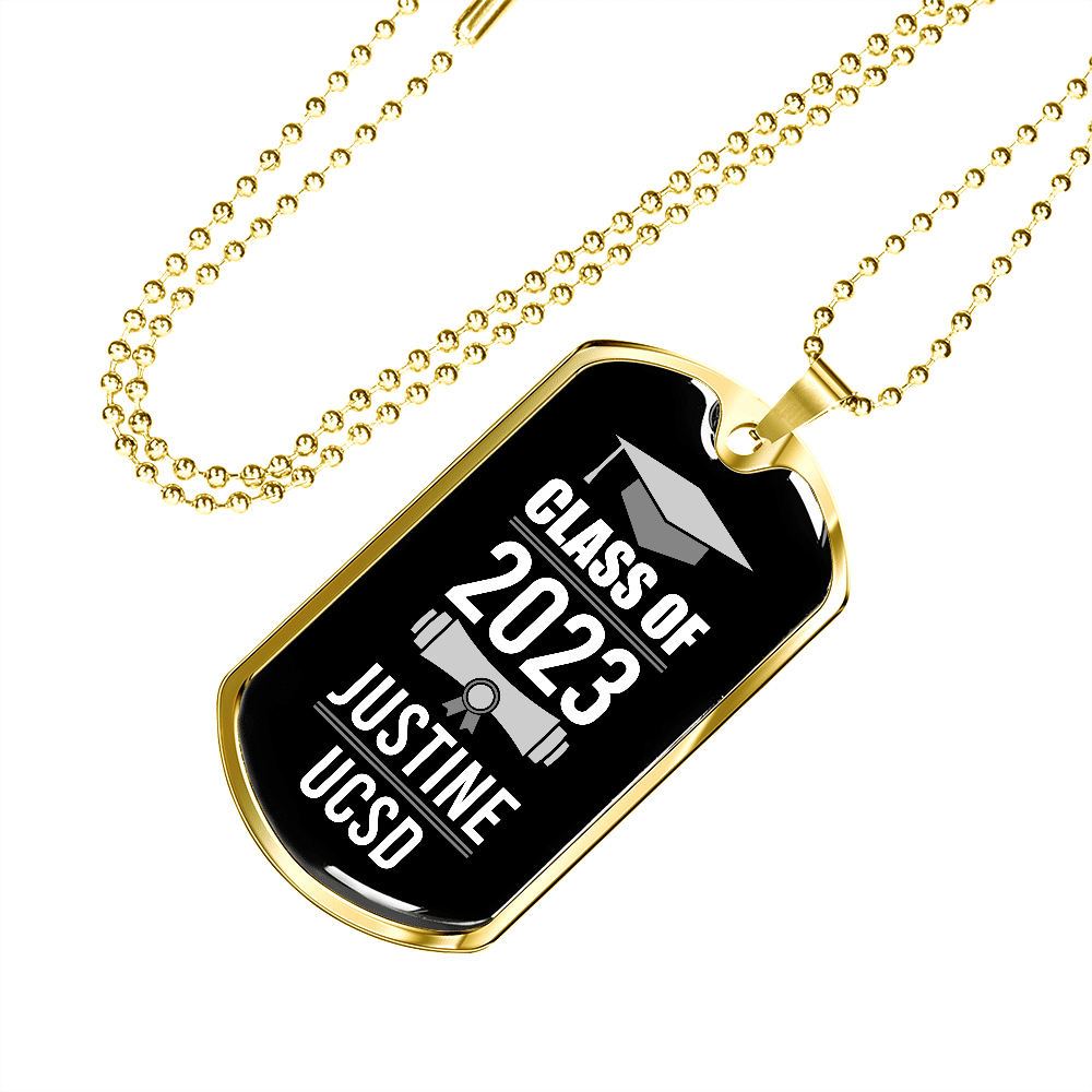 Personalized Year Graduation Class Of Dog Tag Pendant Necklace - Graduation Gifts