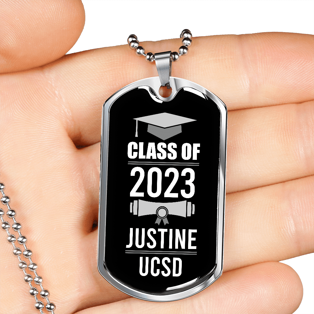 Personalized Year Graduation Class Of Dog Tag Pendant Necklace - Graduation Gifts