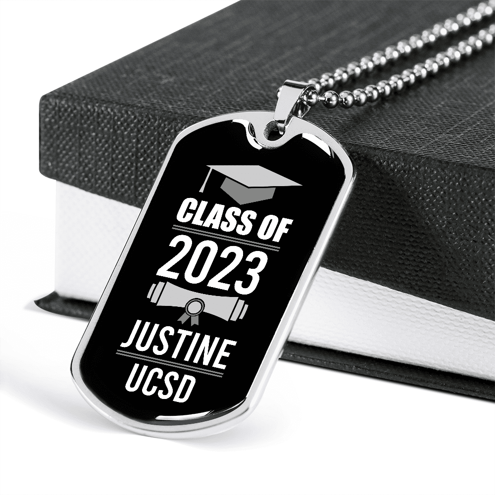 Personalized Year Graduation Class Of Dog Tag Pendant Necklace - Graduation Gifts