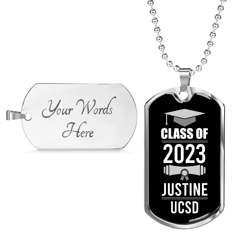 Personalized Year Graduation Class Of Dog Tag Pendant Necklace - Graduation Gifts