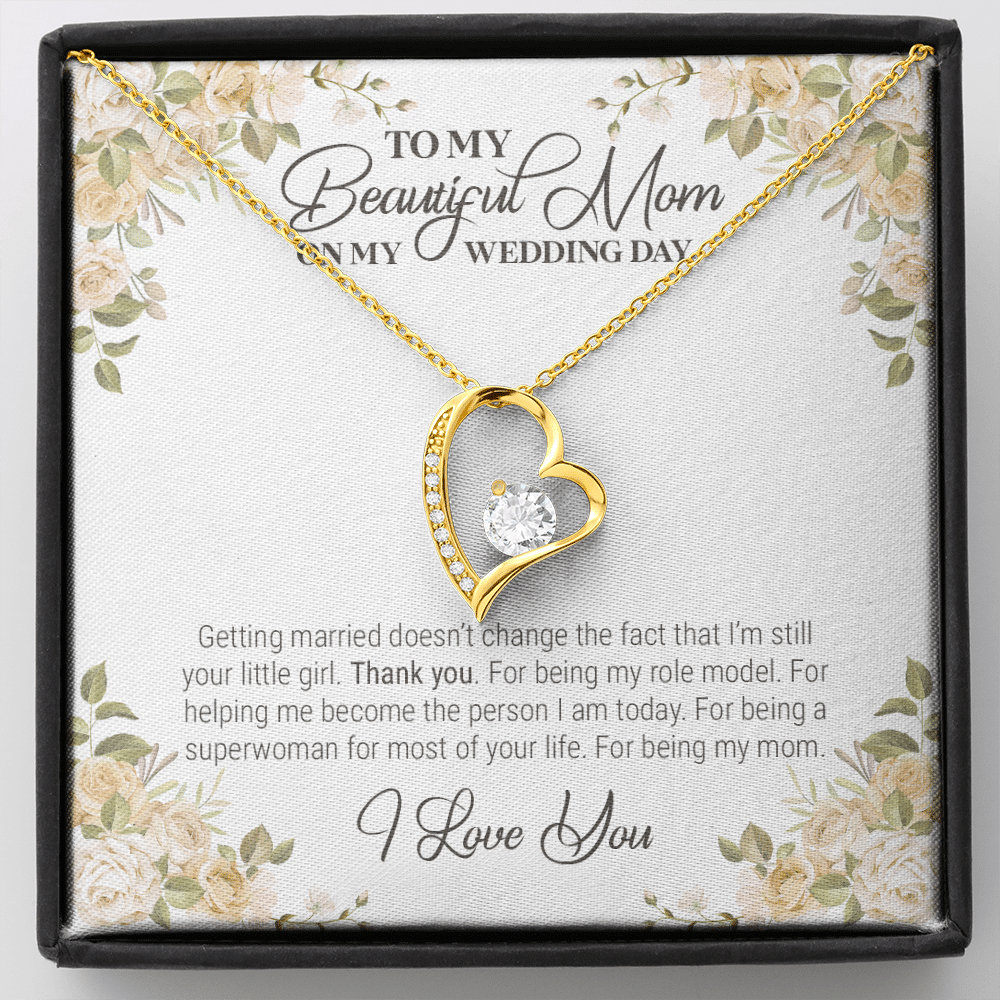 To My Beautiful Mom On My Wedding Day Forever Heart Pendant Necklace - Wedding Gift For Mom From Bride - Forever Love Necklace (18K Yellow Gold) To My Beautiful Mom On My Wedding Day Forever Heart Pendant Necklace - Wedding Gift For Mom From Bride - Forever Love Necklace (18K Yellow Gold)