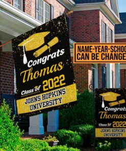 Alternative view of Personalized Name Congrats Class Of 2023 Senior Outdoor House Flag - Custom Graduation 2023 2024 Home Garden Flag