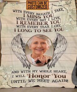 With Every Breath I Take I Miss You Remember You Until We Meet Again Personalized Photo Throw Blanket - Premium Sherpa Blanket