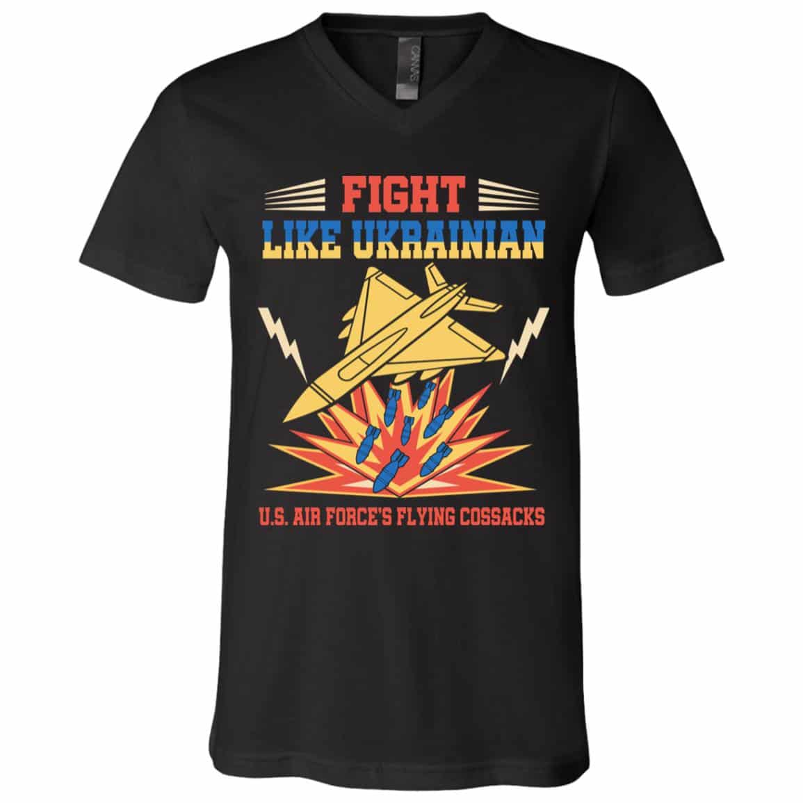 fight 2, Black, V-Neck T-Shirt
