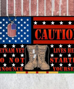 Caution Vietnam Vet Lives Here Do Not Startle Announce Yourself Entrance Indoor Outdoor Decorative Doormat  Floor Mat