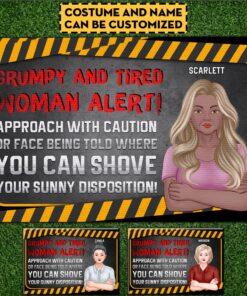 Personalized Mothers Day Gifts Grumpy And Tired Woman Alert Approach With Caution Entrance Indoor Outdoor Decorative Doormat