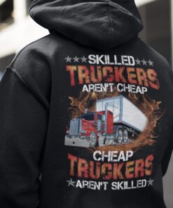 Alternative view of Skilled Truckers Aren't Cheap Cheap Truckers Aren't Skilled Print On Back Only Hoodie - Long Sleeve