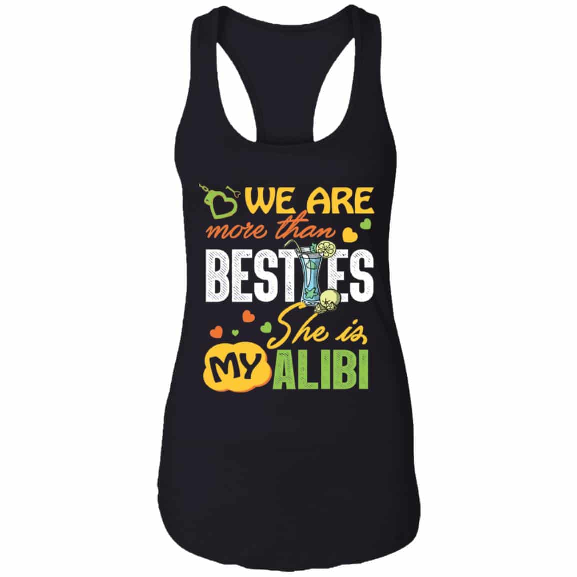 friends (2) 4, Black, Ladies Racerback Tank