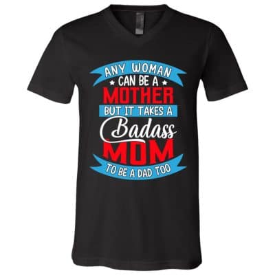 mom 2, Black, V-Neck T-Shirt