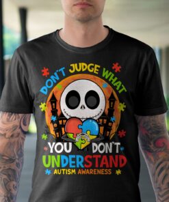 Alternative view of Don't Judge What You Don't Understand Jack Skeleton Autism Awareness T-Shirt