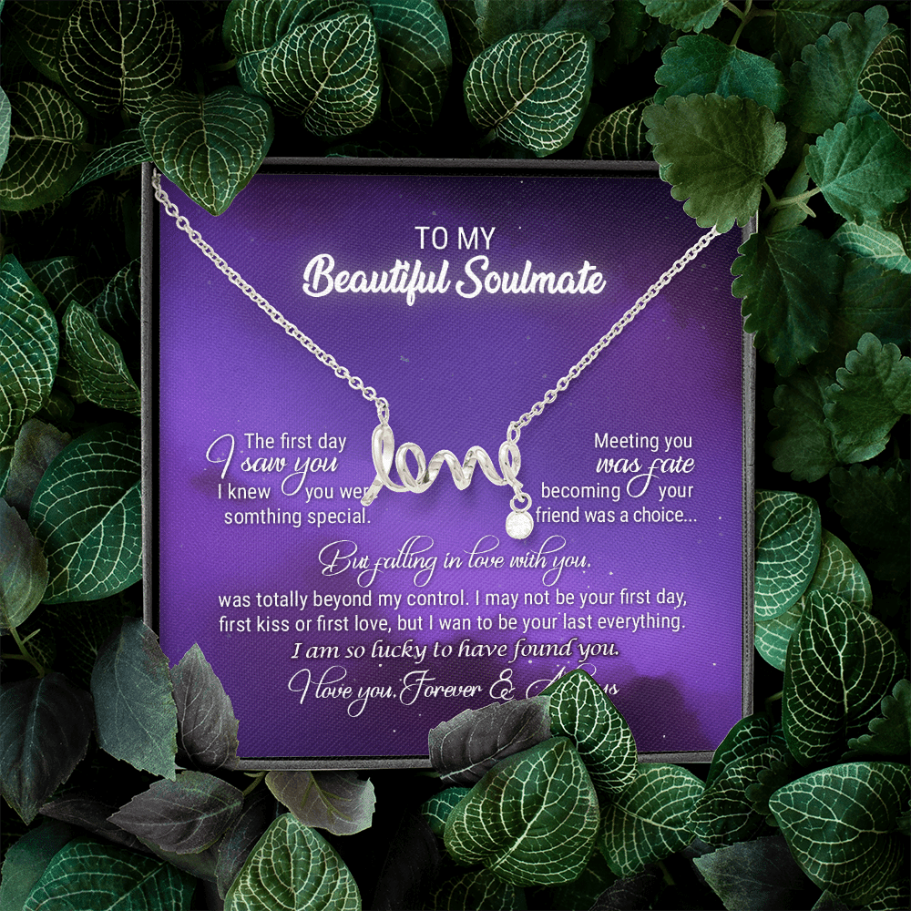 To My Beautiful Soulmate Meeting You Was Fate Love You Forever and Always Scripted Love Necklace - Birthday Gift