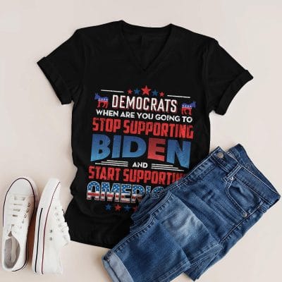 Alternative view of Democrats When Are You Going to Stop Supporting Biden And Start Supporting America T-Shirt