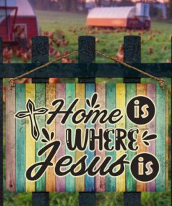 Alternative view of Home Is Where Jesus Is Christian Faith Metal Sign  - Religious Wall Decor Sign Garden Sign