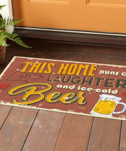Alternative view of This Home Runs On Love Laughter And Ice-Cold Beer House Doormat - Beer Lover Outdoor Indoor Doormat