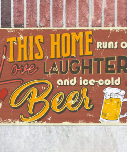 This Home Runs On Love Laughter And Ice-Cold Beer House Doormat - Beer Lover Outdoor Indoor Doormat