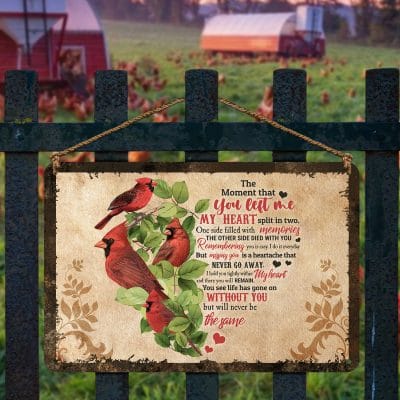 Alternative view of The Moment that You Left Me My Heart Split in Two Vintage Metal Sign - Memorial Decor Sign