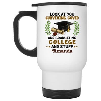14 oz. White Travel Mug